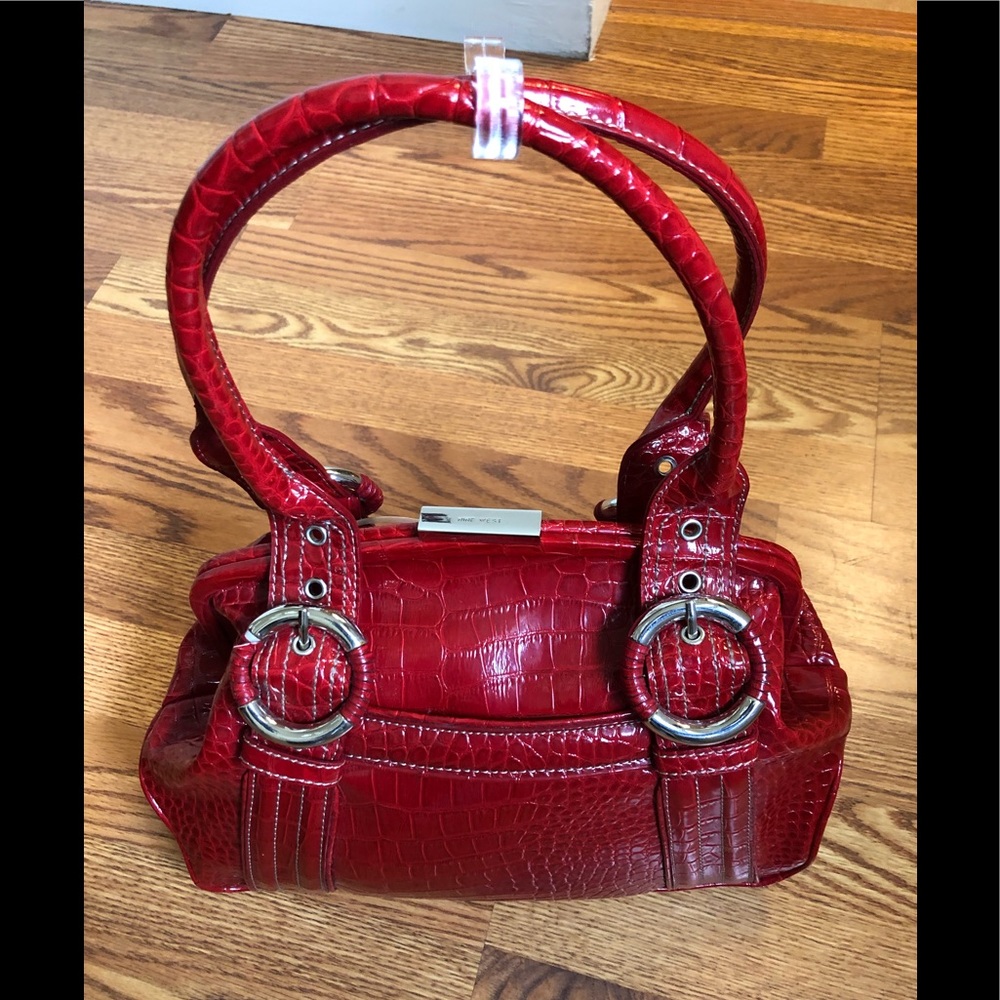 Nine West RED Pattern Leather Double Strap